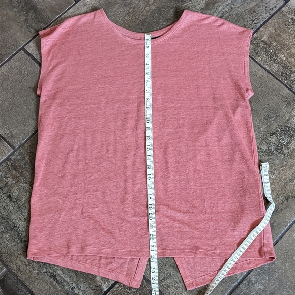 Tahari Linen Short Sleeve Button Back Top Laggenlook High Low Size L Dus… - Picture 9 of 10